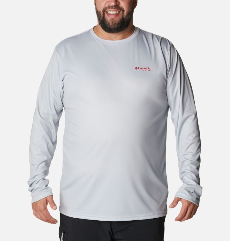 Men's Columbia PFG Terminal Tackle Fish Flag Long Sleeve Sweatshirts Light Grey | Plus Size CA-O68C5